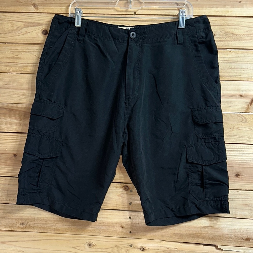 Black Cargo Knee-Length Shorts